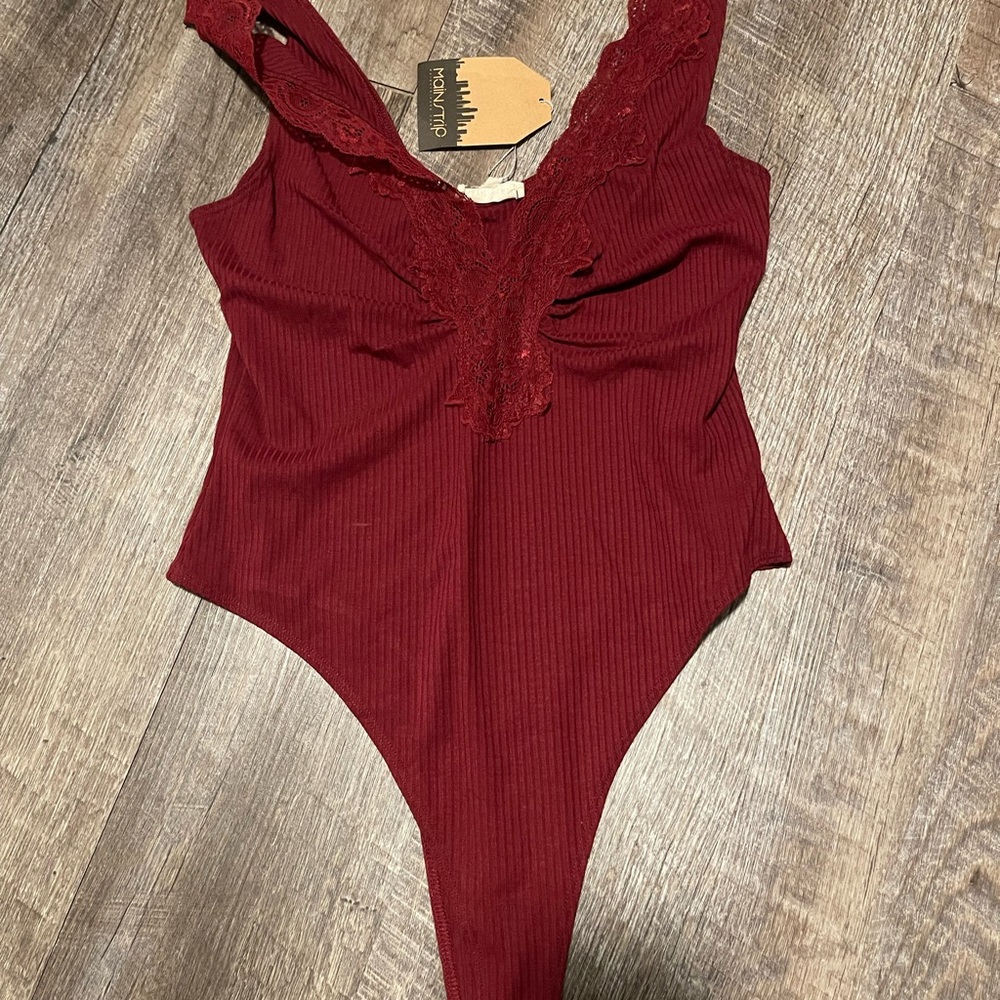 Burgundy Lace Bodysuit